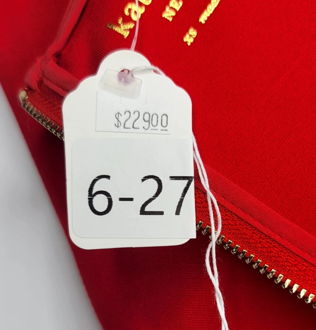 Abito Kate Spade New York donna XS ROSSO occhiello Ponte Fiorella $228 cerniera posteriore