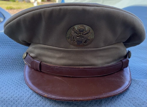 WWII US Wool Army Enlisted Man Service Cap Hat Visor Military WW2 Era