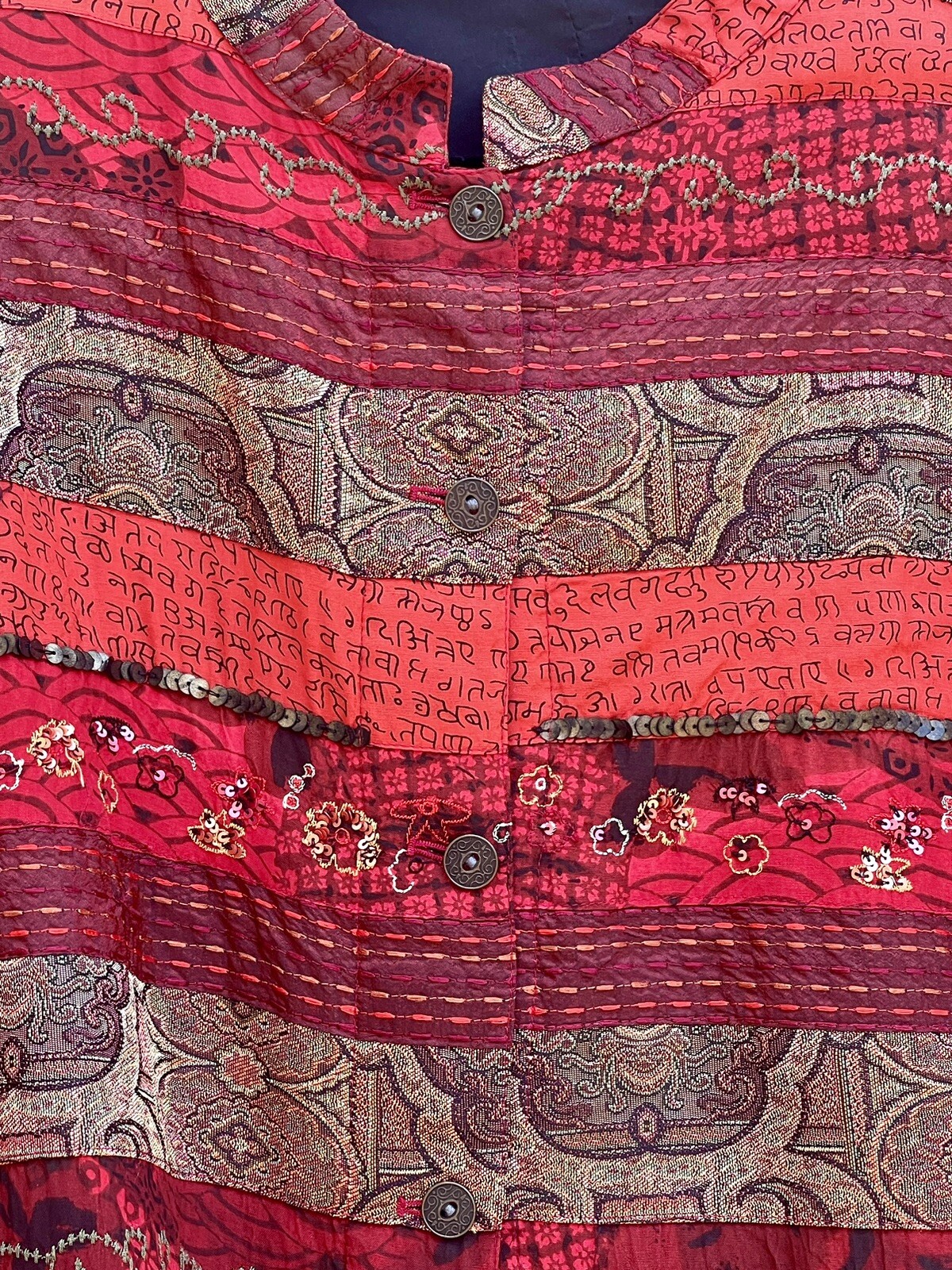 Vintage Oriental Patchwork Jacket Sequined Embroi… - image 3