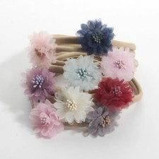 20PCS 4" 10CM Dia Elastic Nylon Headband With Satin Flower Chiffon Rose Kids