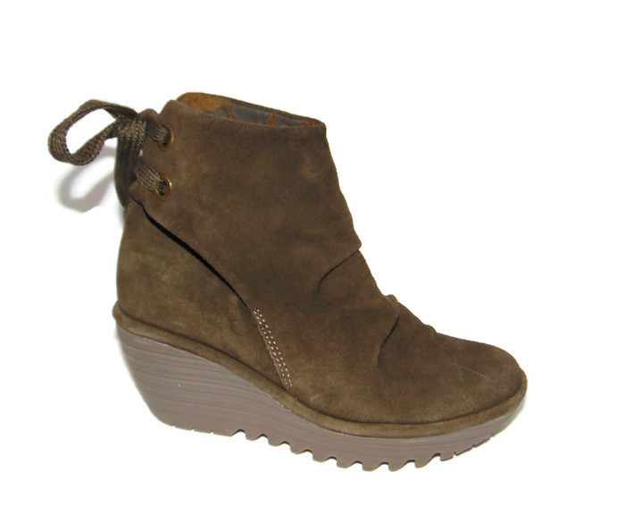 200 FLY LONDON 'Yama' Braun Oiled Suede Wedge Bootie 38 7.5 Lk Nw 200 FLY LONDON 'Yama' Braun Oiled Suede Wedge Bootie 38 7.5 Lk Nw