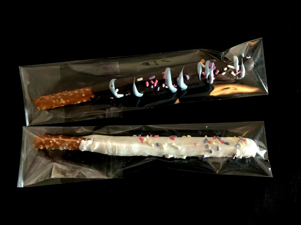 Bolsas de varilla de pretzel de plástico transparente resellables para golosinas de fiesta -2 x 10" Foto 2 de 4