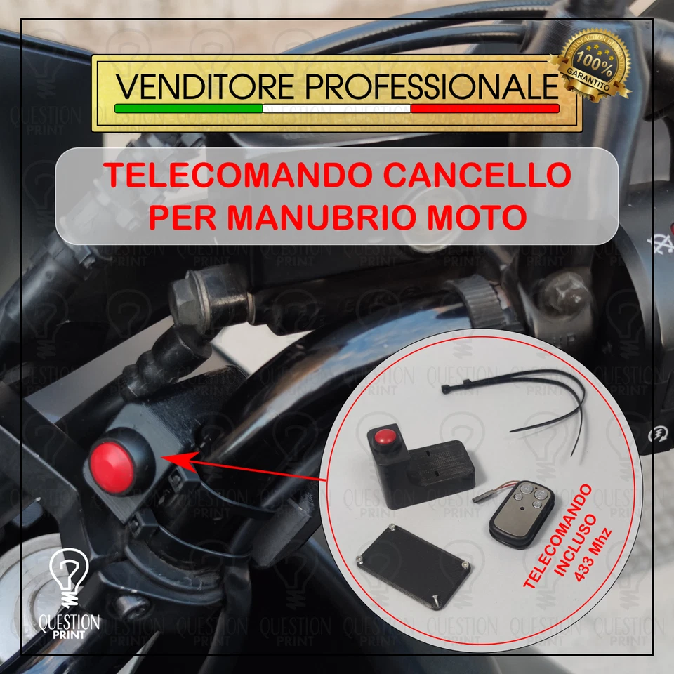 TELECOMANDO CANCELLO UNIVERSALE PER MANUBRIO 22MM MOTO APRI CANCELLO PULSANTE