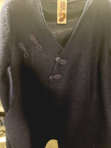 Vintage Artka Crazy In Life 100% WoolNavy Blue Cape Cloak Wool Poncho Coat Rare! - Picture 8 of 9