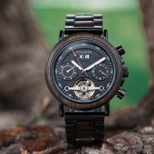 Automatikuhr Holz Edelstahl Armbanduhr Damen Holzuhr mechanisch Luxusuhr Neu