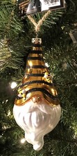 Robert Stanley Christmas Ornament Gnome Wearing Honey Bee Striped Hat New
