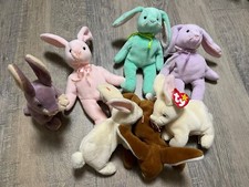 TY Beanie Babies Set Lot 7 Pastel Easter Bunnies Mix