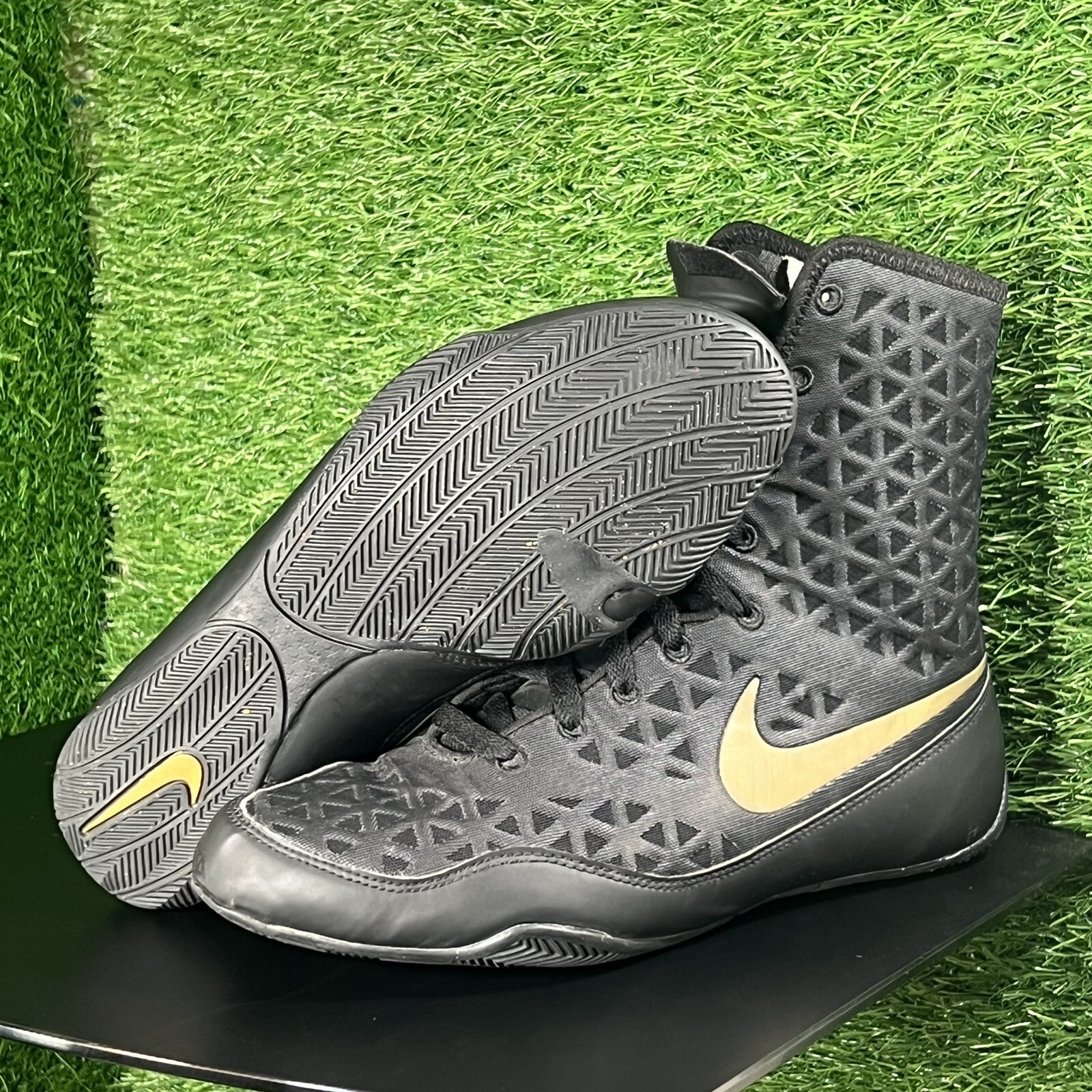 Nike KO Boxing Shoes Boots Black/ Gold 839421001 Men… Gem