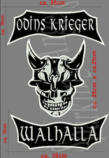 ODINS KRIEGER WALHALLA Wikinger Schädel mit Helm Rückenpatch 3-TEILIG 