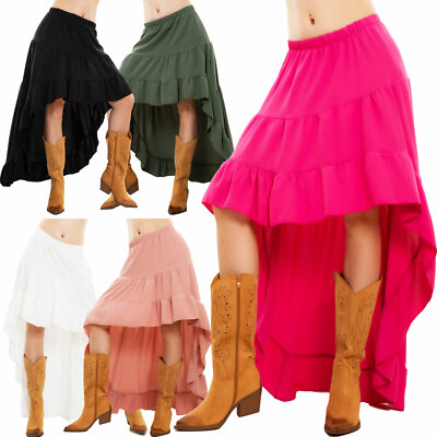 Gonna donna asimmetrica leggera estiva balze boho chic gipsy