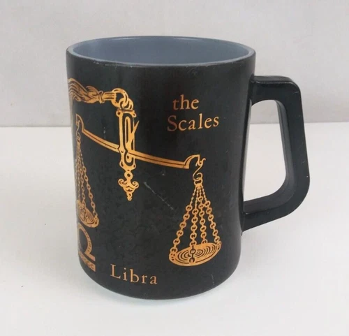 Vintage Federal Astrology Zodiac Sign Libra The Scales Milk Glass Coffee Cup
