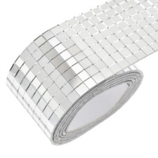 UK 100x4cm Self Adhesive Glass Mosaic Sticker Mini Square Mirror Tiles Sheet DIY