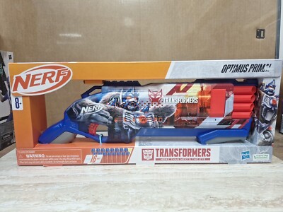 NERF Transformers Optimus Primal Dart Blaster, 16 Nerf Elite Darts, Pump Action,