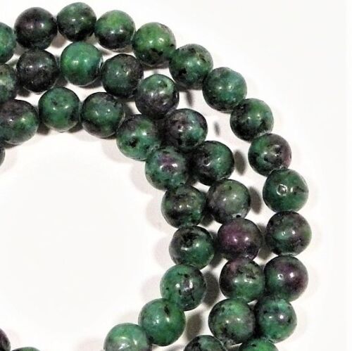 RUBY ZOISITE ROUND GEMSTONE BEADS 6.5mm 60 + pcs 39cm "NEW" AUZ SELLER - Picture 1 of 2