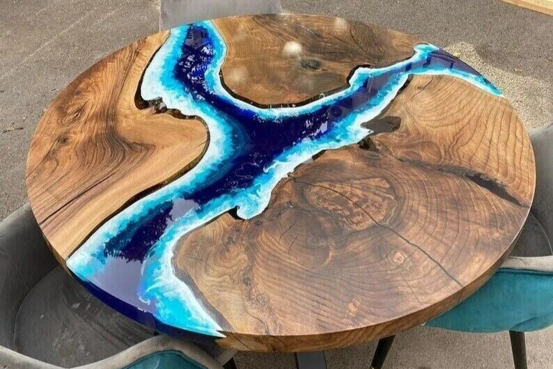 42-inch Epoxy Resin Round Dining Table Top Modern Kitchen Table Stunning Living Space Centerpiece