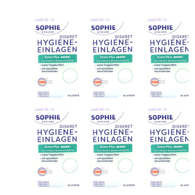 6x10 Sophie Hygiene Diskret Hygiene-Einlagen Extra Plus Mittlere Blasenschwäche