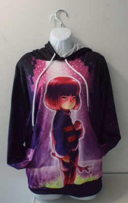 Undertale ''Frisk's Determination'' Graphic Print Pullover Hoodie (AwwwCos, Large)