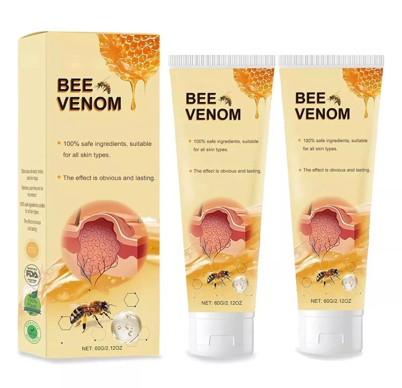 2Pcs Bee Venom Treatment Cream,2024 Professional Bee Venom Repair Cream,Bee Veno