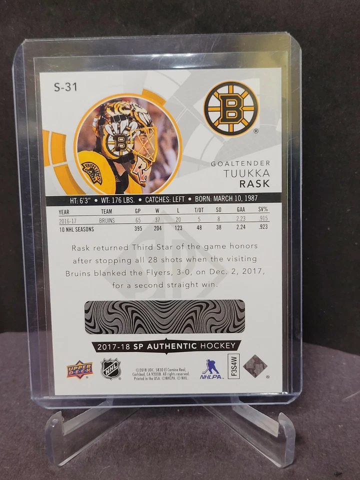 17-18 SP Authentic Spectrum FX #S31 Tuukka Rask - Image 2 of 2