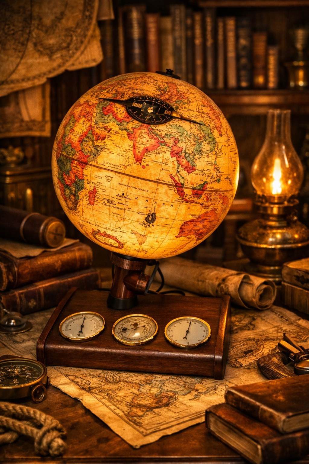 Vintage Scan Globe Denmark Illuminated Weather Globe Baromet
