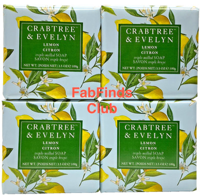 Crabtree & Evelyn Lemon Bar Soap Triple Milled 14oz (4x3.5oz) 4pc Set