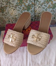 Tory Burch Everly 55mm Leather Heel Block Sandal Size 10M