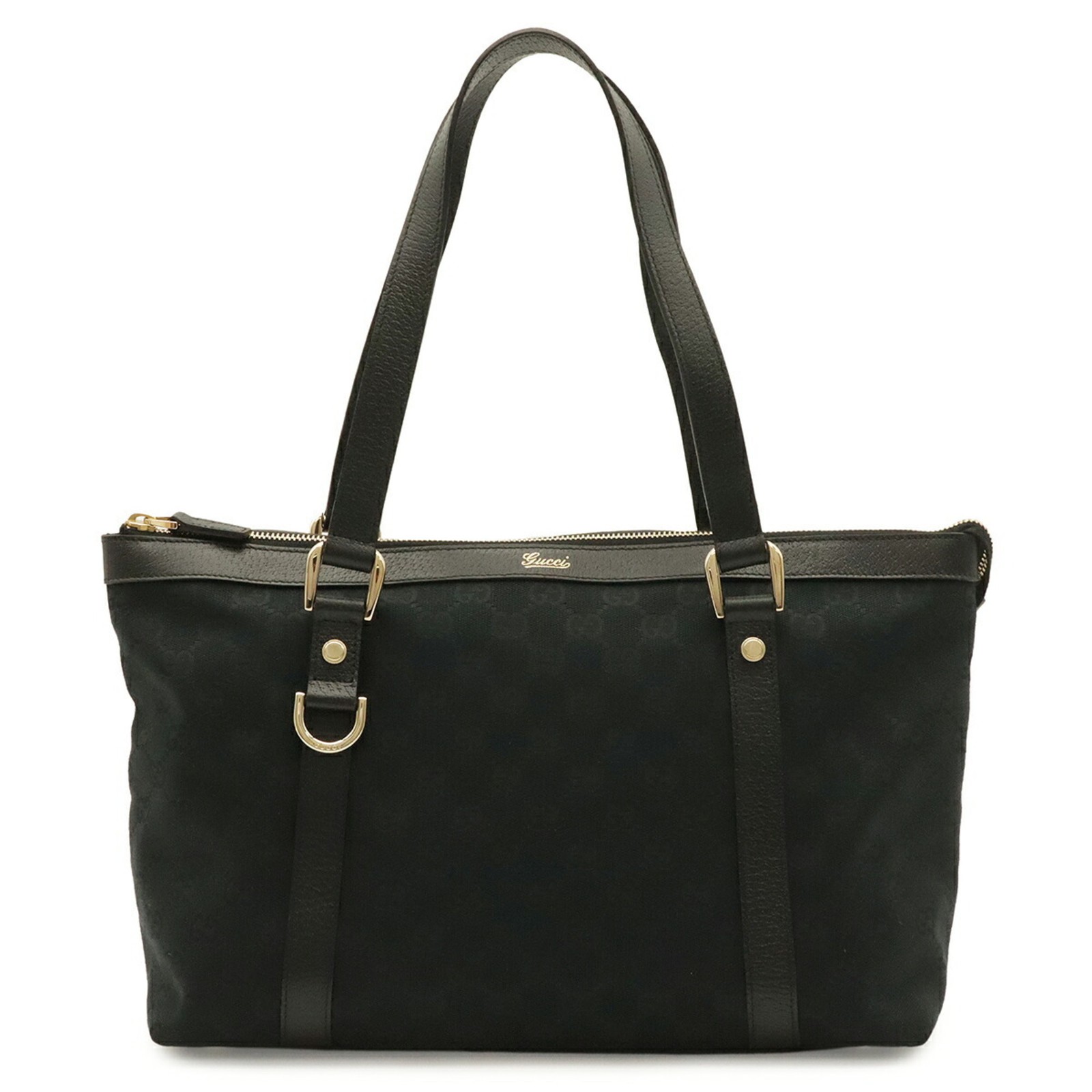 GUCCI GG Canvas Abbey Shoulder Bag Tote Leather Black… - Gem