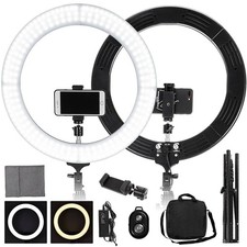 18" LED SMD Ring Light Kit with Stand Dimmable 6600K for Makeup Phone Camera