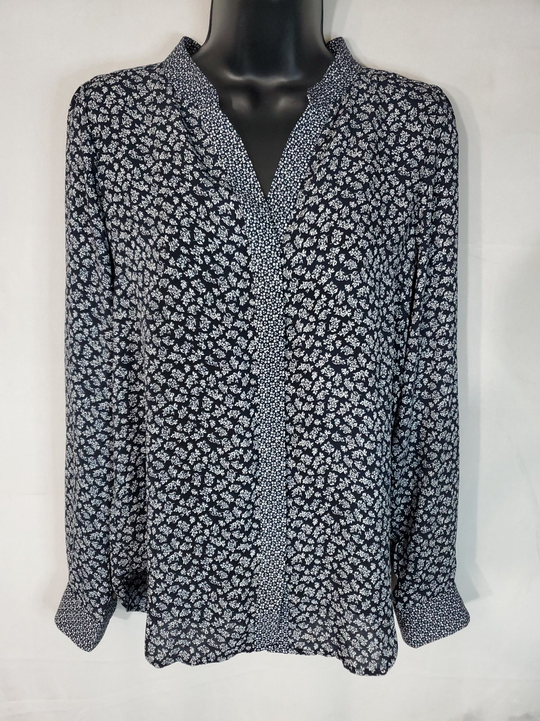 LOFT Button Up Shirt Women's Size XS Chambray Floral Long Sleeve