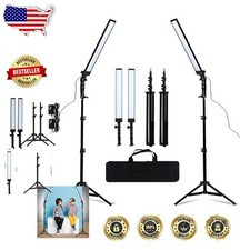 Adjustable LED Studio Lighting Kit 2x Lights Stands for Photo/Video