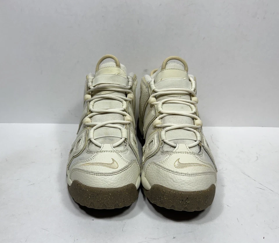 Nike Air More Uptempo GS Coconut Milk Team Gold Sneakers 7Y Women 8.5 DX1939-100 - Image 2 of 4
