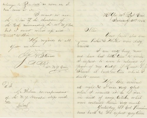 George H. Stevens – 10th New York Cavalry – Civil War Handwritten Letter – 1865