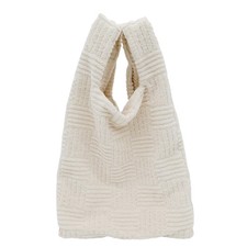 BOTTEGA VENETA Ivory Intrecciato Terrycloth Shopping Tote Bag