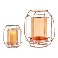 Kerzenschale Gift Decor Kupfer Bernstein Metall Glas 19 X 20 X 19 Cm Laterne
