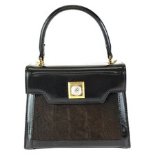 Versace Sunburst Pony Hair Handbag Women Brown One Size
