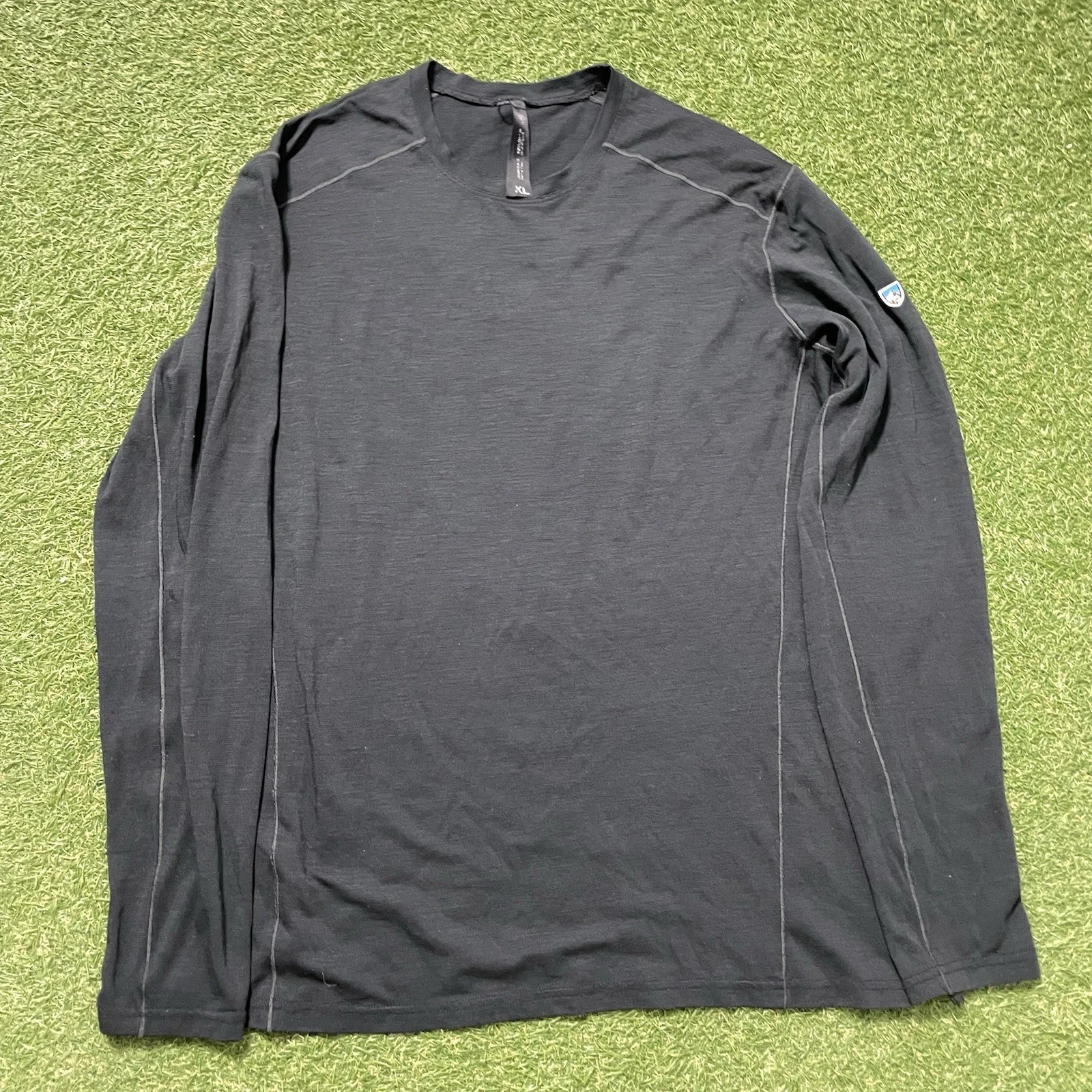 Kuhl Shirt Mens XLBlack Valiant Merino Wool Base Layer Pullover Washable Outdoor