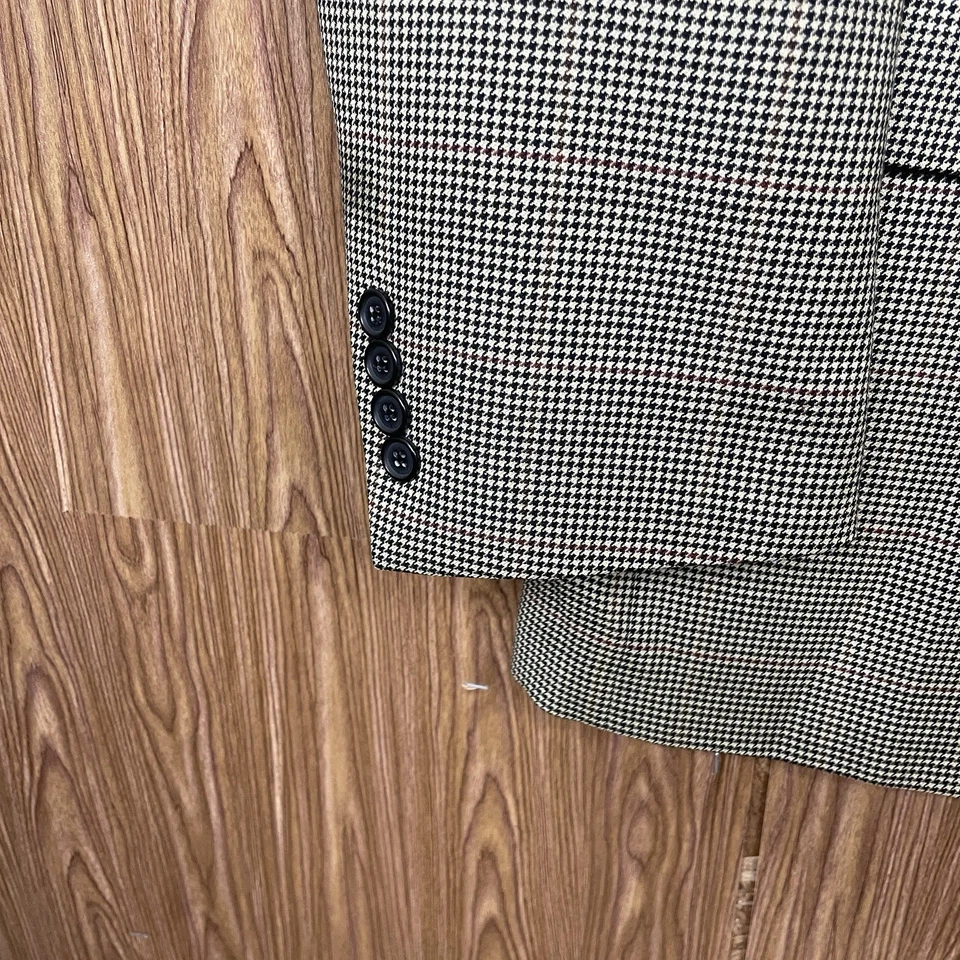 Abrigo Deportivo Gianfranco Ruffini Para Hombre 42R Beige Multicolor Cuadros Pata de Gallo Lana Foto 4 de 4