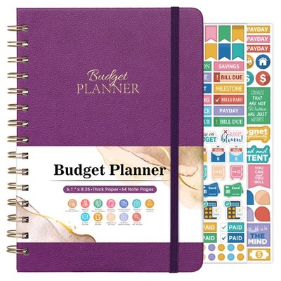 Budget Planner - Book with Bill Organizer and Expense Medium, Purple 
