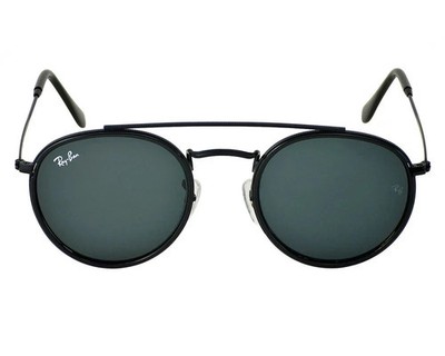 Ray-Ban Sunglasses RB3647N Round Double Bridge Black Frame Blue Grey Lens 51mm