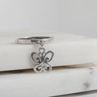 VINTAGE James Avery Sterling Silver Butterfly Dangle Charm Pinky Ring US Size 5