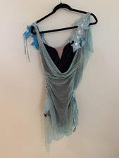 Salsa Bachata Dance Costume Blue Silver Custom Unique Competition Dress Size 4