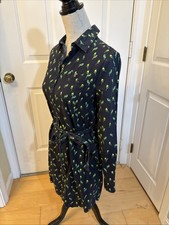 BIRD PRINT 100% COTTON Gap Navy Blue Long sleeved Shirt Dress Size XS