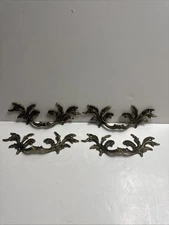 Vintage French Provincial Leaf Drawer Pull Handle Gold Set of 4 Brass
