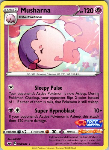 Musharna 088/202 Rare Sword & Shield Base Set Pokemon NM/LP