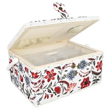 Large Sewing Basket with No Accessories and Removable Tray, Bright White and ...