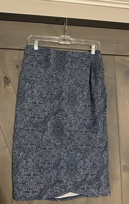 RIPSKIRT Womens S HAWAII True Wrap Skirt Blue White Print Length 3 Resort