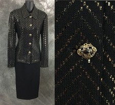 BEAUTIFUL St John evening jacket knit black embellished blazer size 6