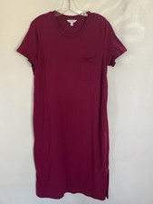 Time and Tru Soft Maroon Color Cotton Midi Dress Size L 12/14