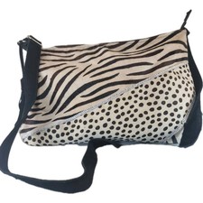 Ledertasche Umhängetasche Wildleder Kuhfell gefärbt Braun Schwarz Boho Crossbody