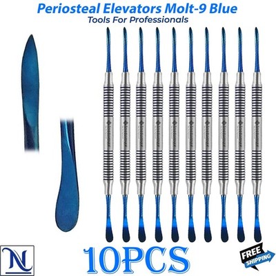 Dental Molt #9 Tissue Elevator German Stainless Steel Blue Titanium Double Ended